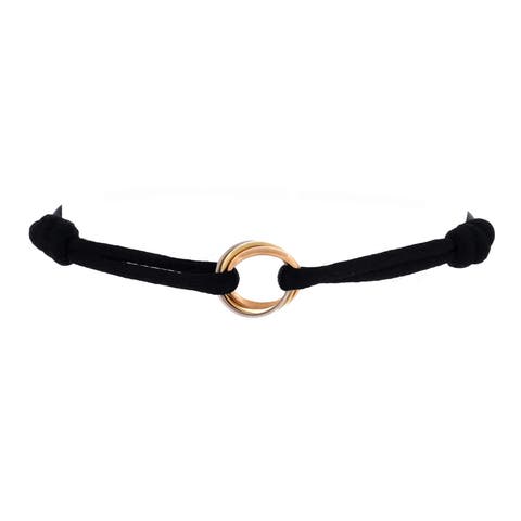 Trinity On Cord Bracelet Silk Cord with 18K Tricolor Gold