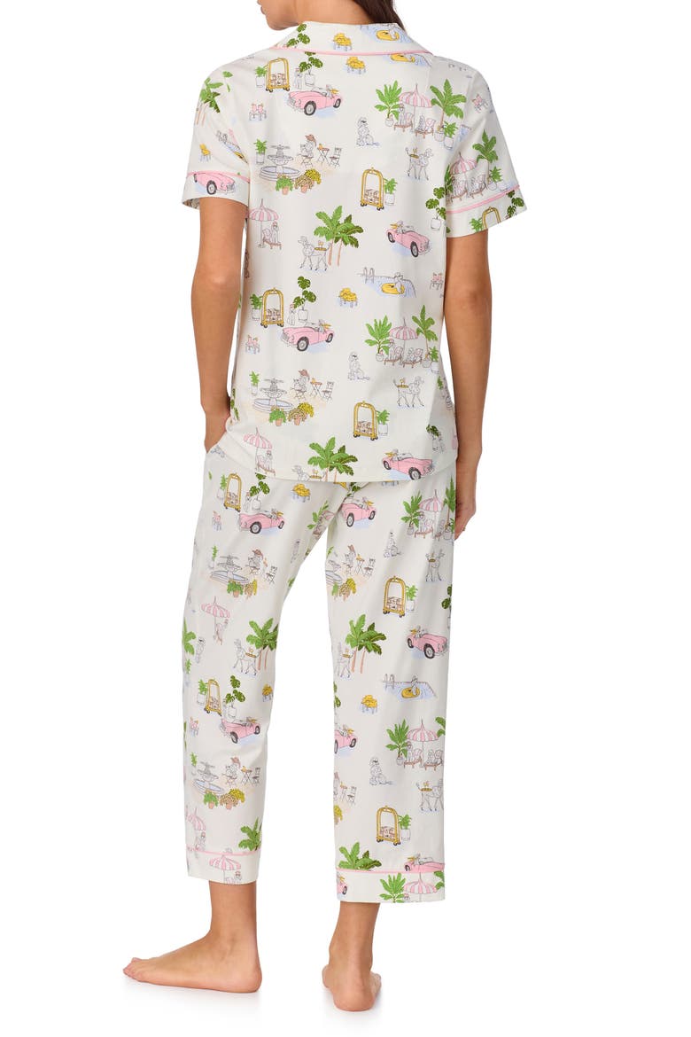 Print Stretch Organic Cotton Jersey Crop Pajamas, Alternate, color, POOLSIDE POODLES