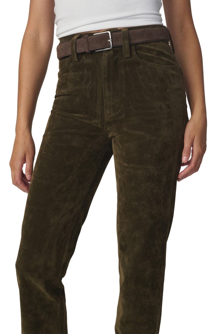 The Margot High Waist Slim Faux Suede Jeans, Alternate, color, OLIVE