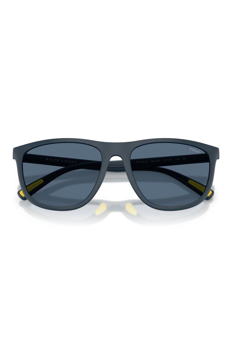 57mm Pillow Sunglasses, Alternate, color, MATTE NAVY BLUE / DARK BLUE