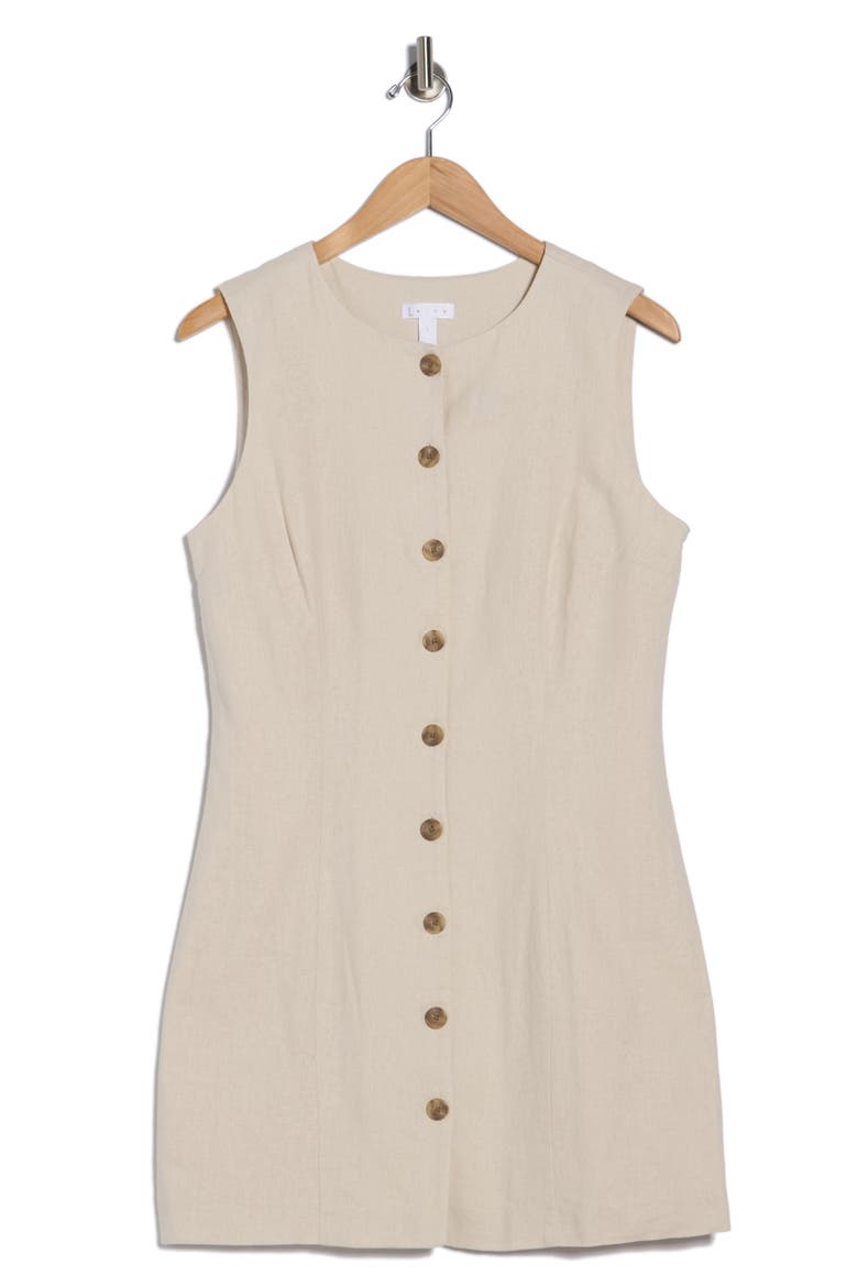 Linen Blend Minidress, Alternate, color, BEIGE PUMICE