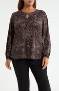 AK ANNE KLEIN Dot Print Keyhole Top