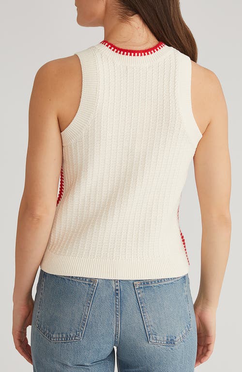 525 Cable Stitch Tipping Sweater Tank In Sea Salt Multi