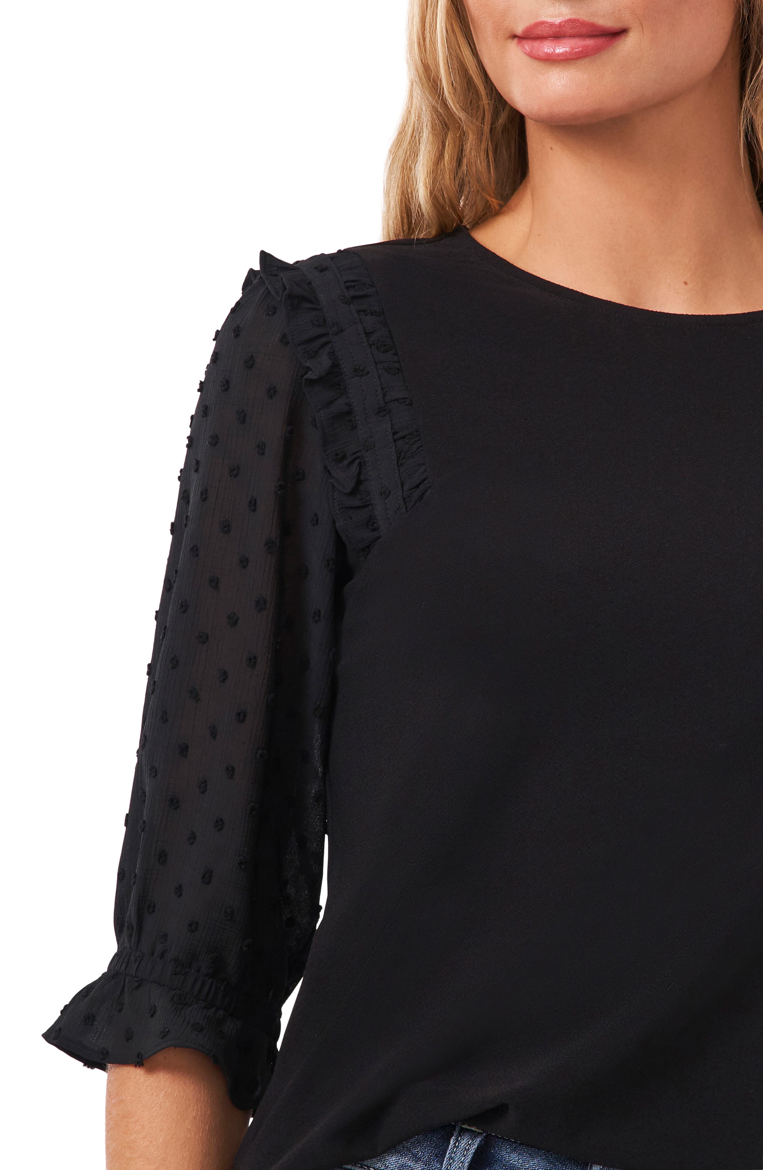 thumbnail image 2 of CeCe Puff Sleeve Babydoll Lace Minidress 2 of 14