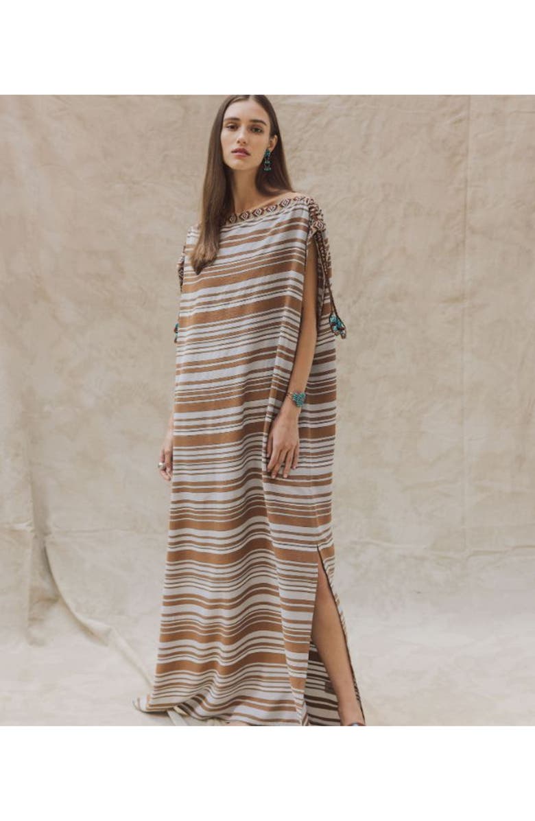 Fortela WDanush Striped Caftan Dress, Alternate, color, Camel