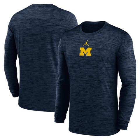 Men's Jordan Brand Navy Michigan Wolverines 2025 Sideline Velocity Performance Long Sleeve T-Shirt