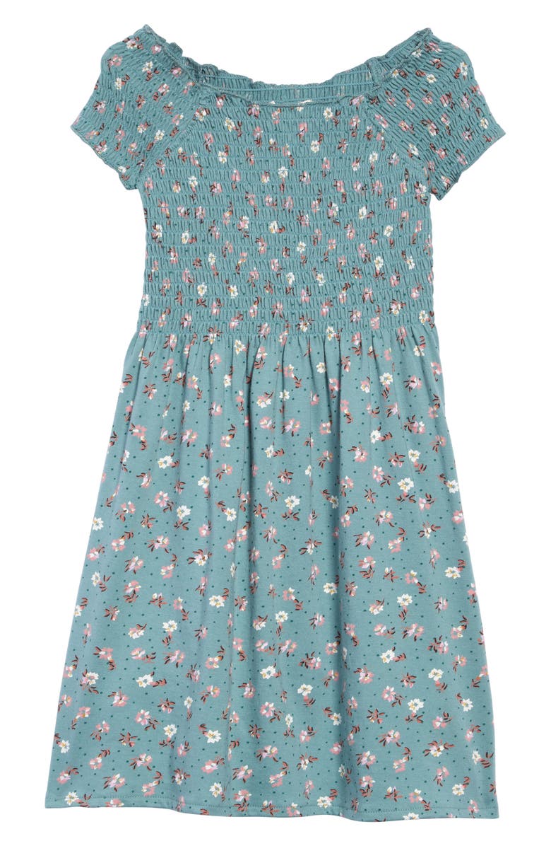 Billabong Off Beach Off the Shoulder Smocked Dress, Main, color, 