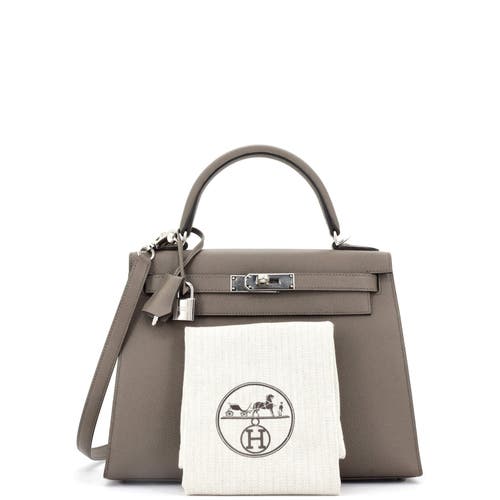 Pre-owned Hermes Hermes Kelly Handbag Grey Epsom With Palladium Hardware 28 In Gray