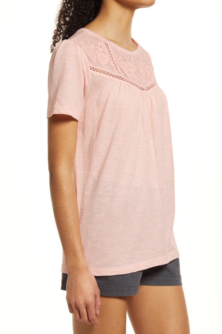Embroidered Yoke Tee, Alternate, color, PINK CHINTZ