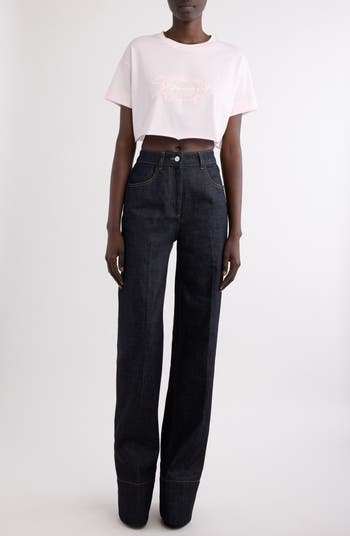 Givenchy Logo Embroidered Crop T-Shirt | Nordstrom