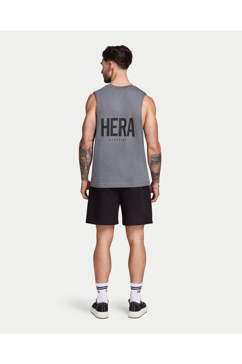 Crew Neck Relaxed Fit Printed Vest, Alternate, color, Charcoal