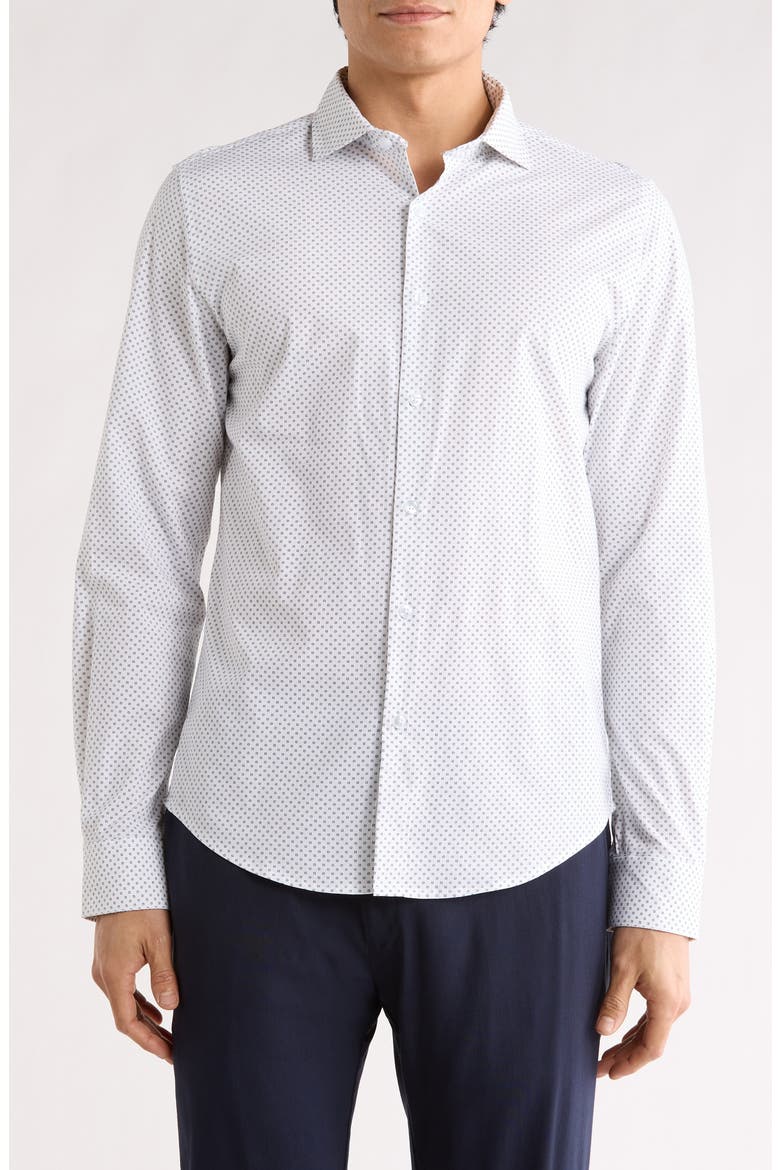 Pop Geometric Button-Up Shirt, Main, color, WHITE/ BLACK