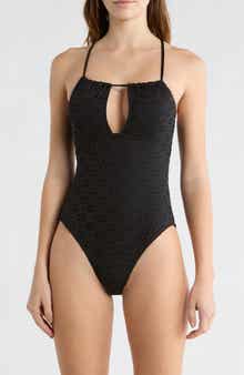 Betsey Johnson Eyelet Cutout One-Piece Swimsuit