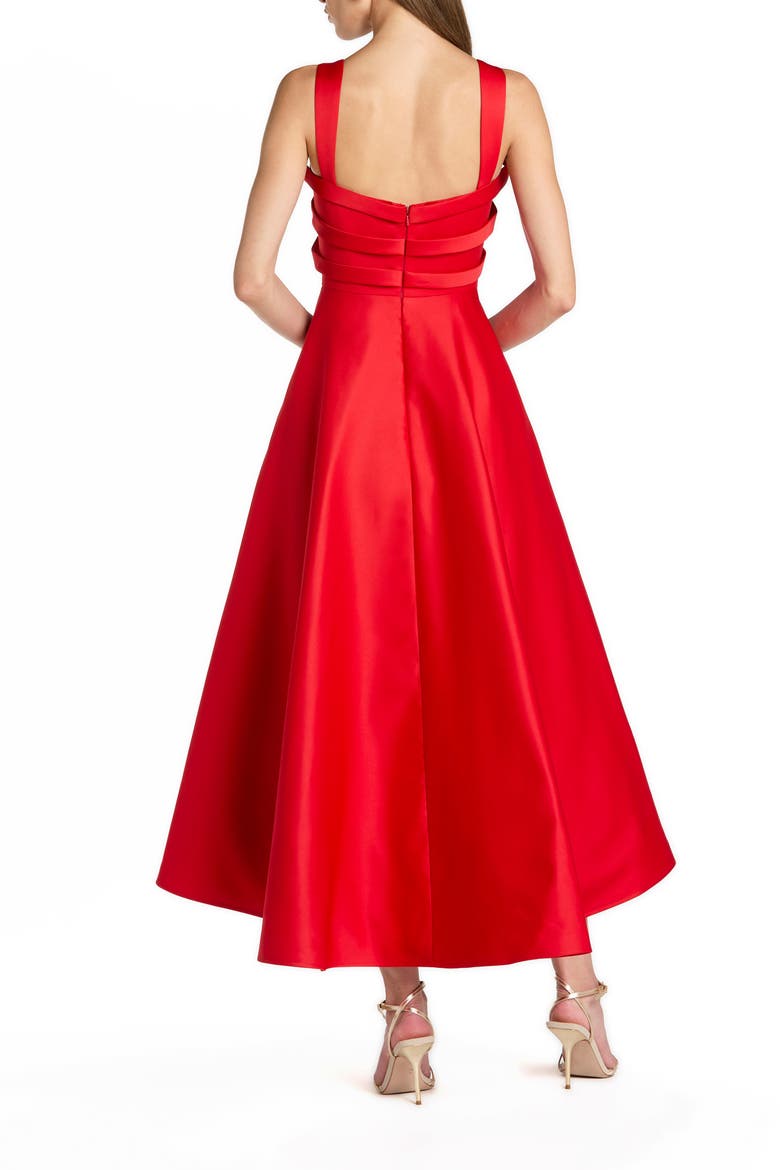 Women's Satin Sleeveless A Line Ankle Dress With Bow, Alternate, color, Red