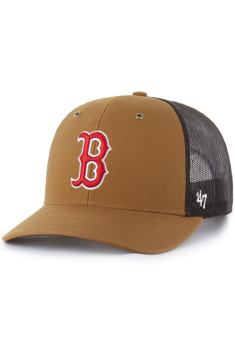 Men's Carhartt x '47  Brown Boston Red Sox Trucker Adjustable Hat, Main, color, Brown