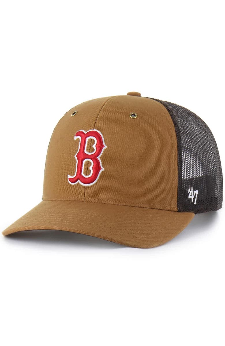 CARHARTT X 47 Men's Carhartt x '47  Brown Boston Red Sox Trucker Adjustable Hat, Main, color, 