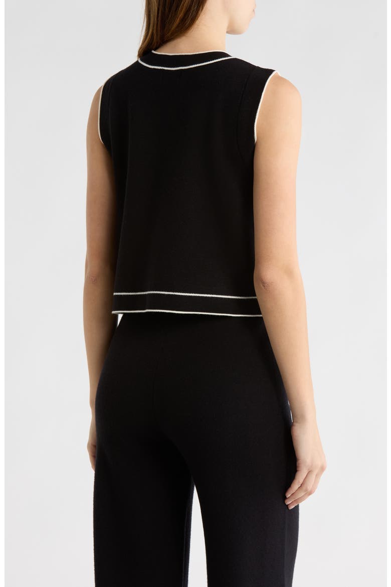 Button-Up Sweater Vest, Alternate, color, BLACK/ IVORY