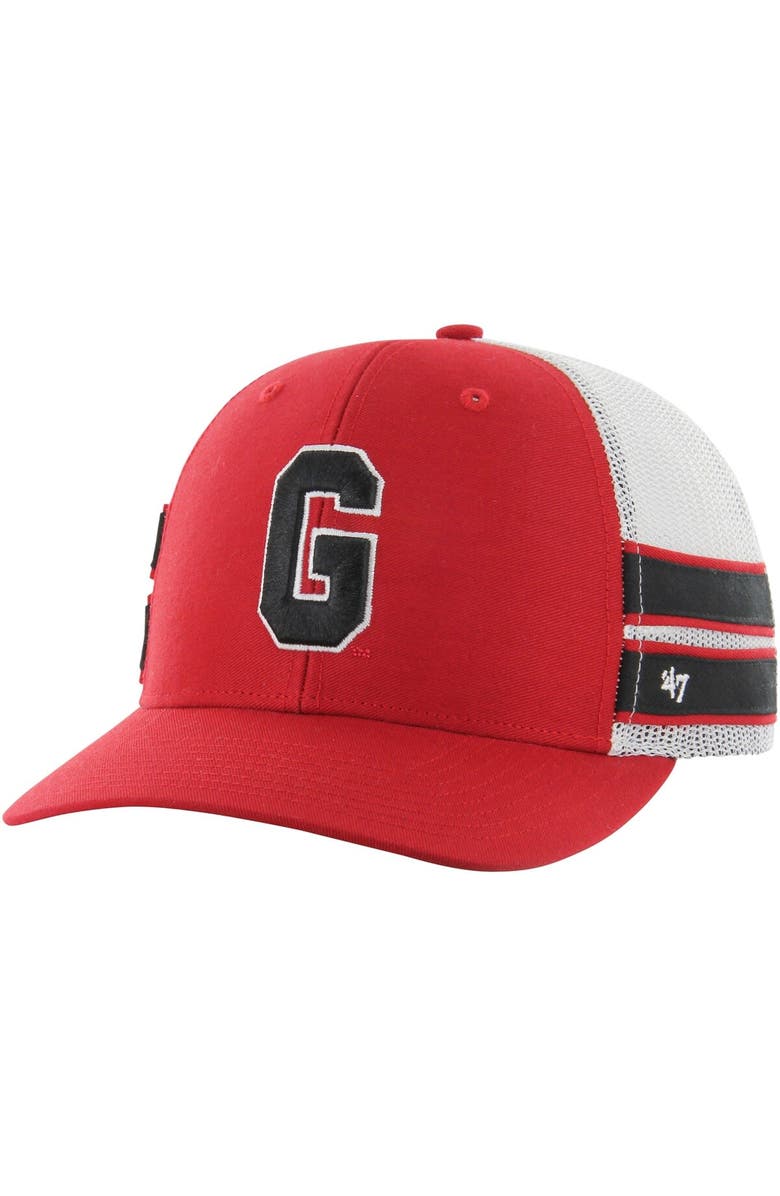 '47 Men's '47 Red Georgia Bulldogs Straight Eight Adjustable Trucker Hat, Main, color, 