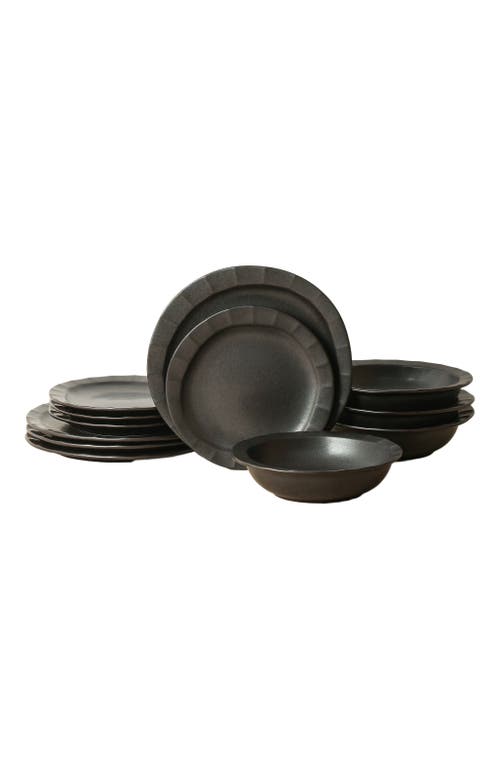 Stone Lain Oasis Stoneware 24-piece Dinnerware Set In Black