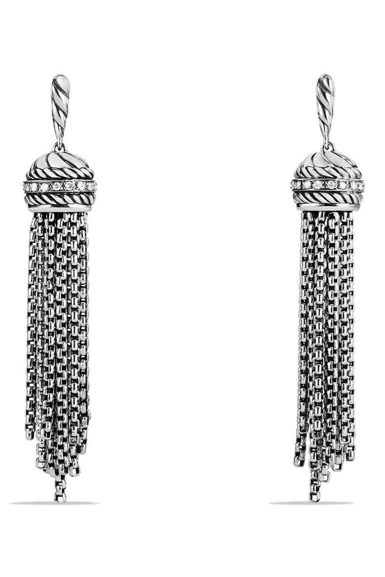 'Chain' Tassel Earrings with Diamonds, Main, color, DIAMOND