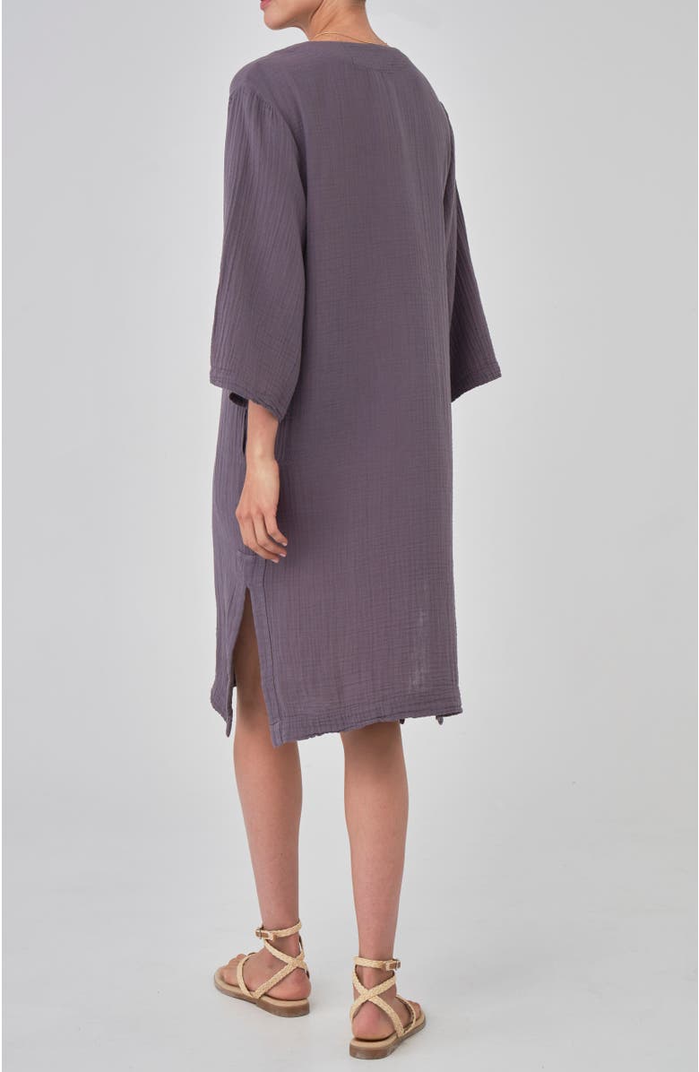 ocean+main Short Gauze Tunic Dress With Pockets, Alternate, color, Desert Amethyst