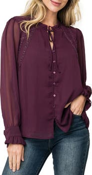 GIBSONLOOK Embroidered Button-Up Top
