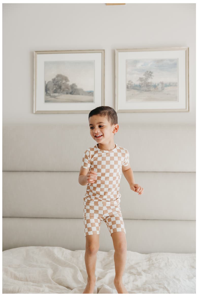 Rad Fitted Two-Piece Short Pajamas, Alternate, color, BROWN OVERFLOW