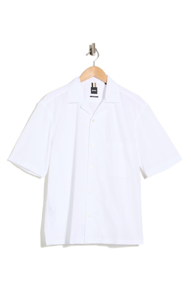 BOSS Lars Short Sleeve Button-Up Shirt, Main, color, White