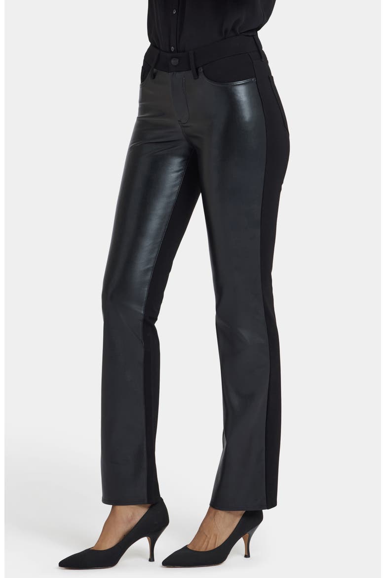Marilyn Straight Leg Mixed Media Faux Leather Pants, Alternate, color, BLACK