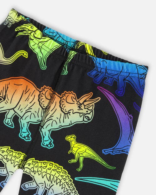 Deux Par Deux Two-piece Organic Cotton Pajama Set Dinosaur In Black