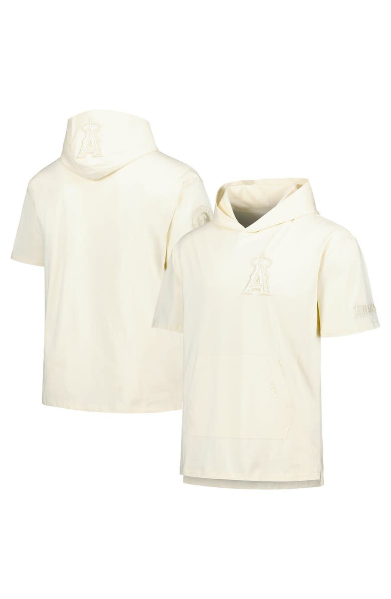 PRO STANDARD Men's Pro Standard Cream Los Angeles Angels Neutral Short Sleeve Hoodie T-Shirt, Main, color, Cream