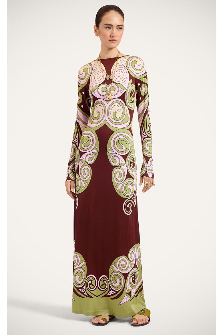 Slinky Swing Dress, Main, color, Kells Swirl Placée Burgundy
