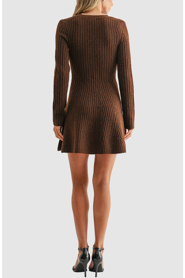 Buttoned Long Sleeve Sweater Dress, Alternate, color, BROWN