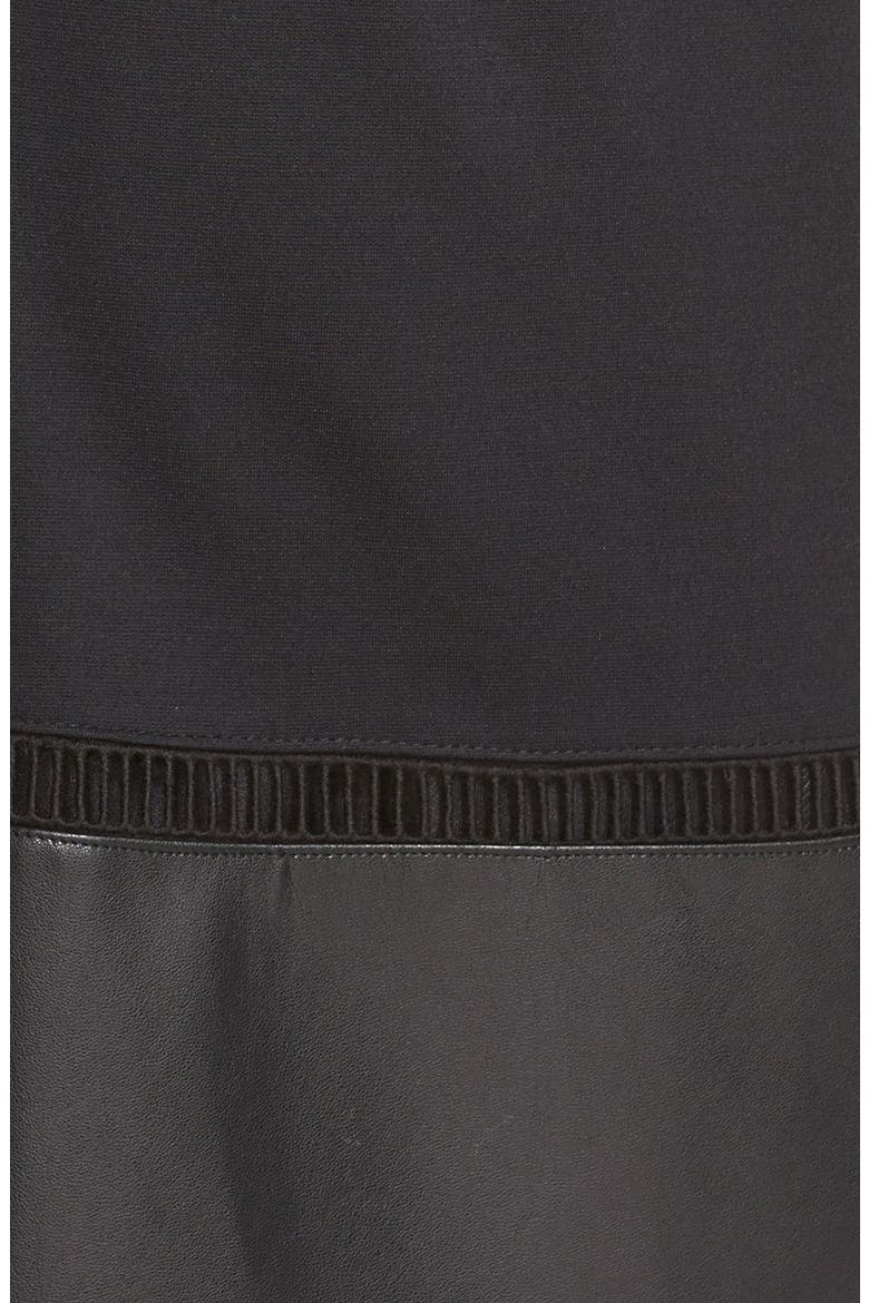 Ponte & Faux Leather Dress, Alternate, color, BLACK