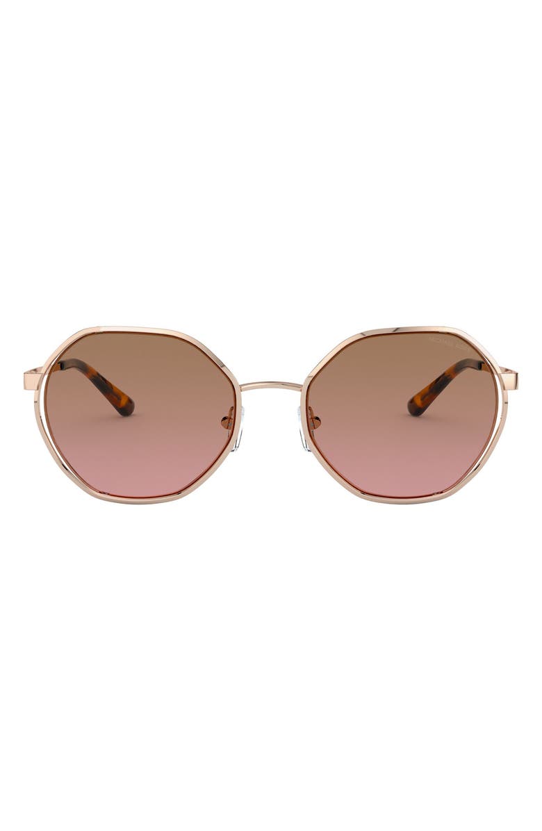 Michael Kors 57mm Gradient Round Sunglasses, Main, color, Gold Rose