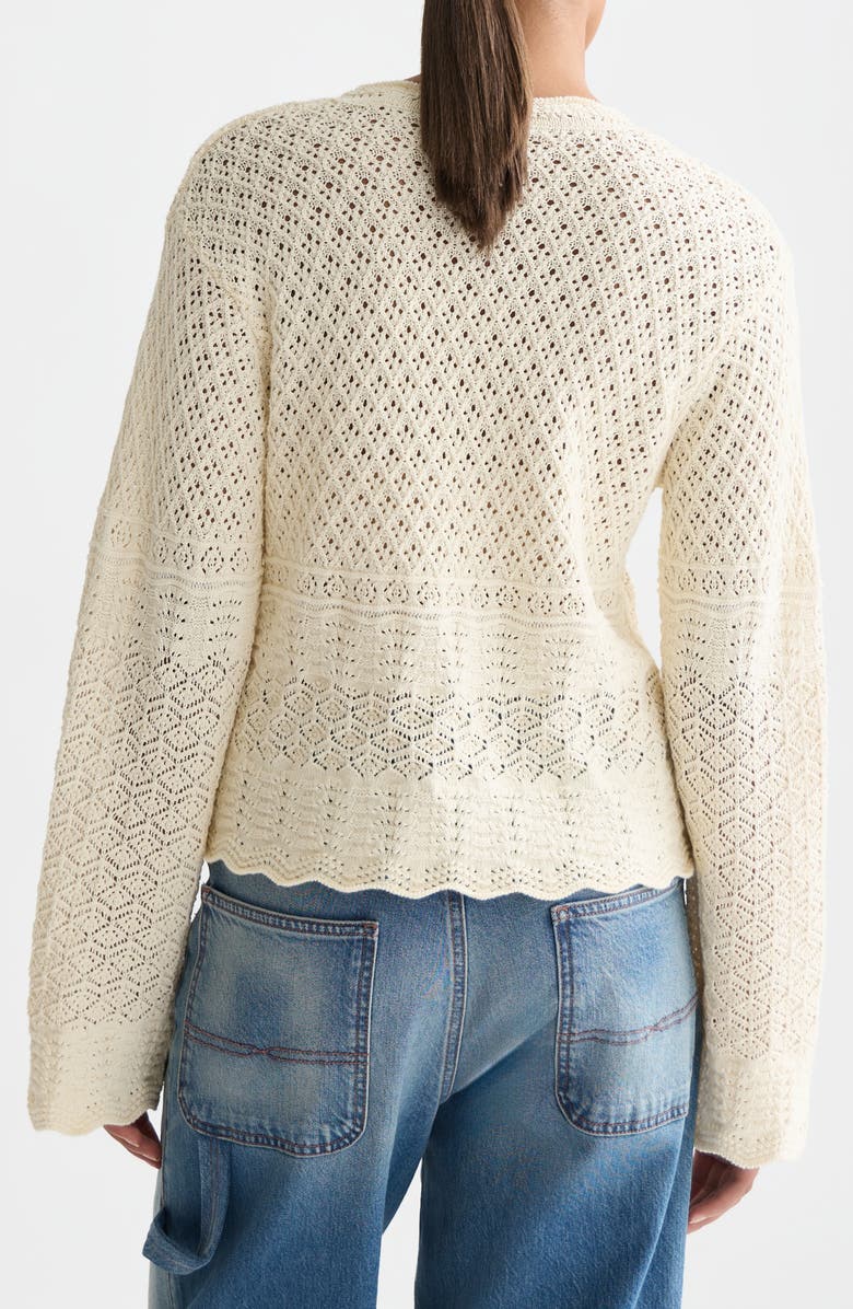 Scotch & Soda Pointelle V-Neck Sweater, Alternate, color, Eggnog