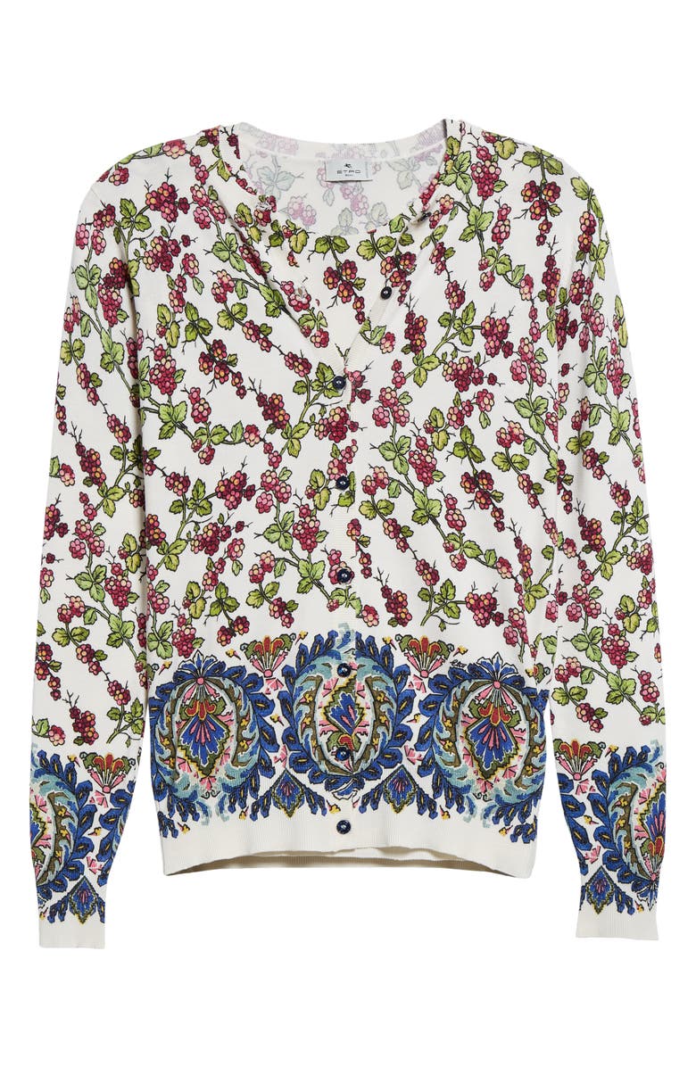 Etro Berry Print Silk Blend Cardigan & Short Sleeve Sweater Twinset, Alternate, color,