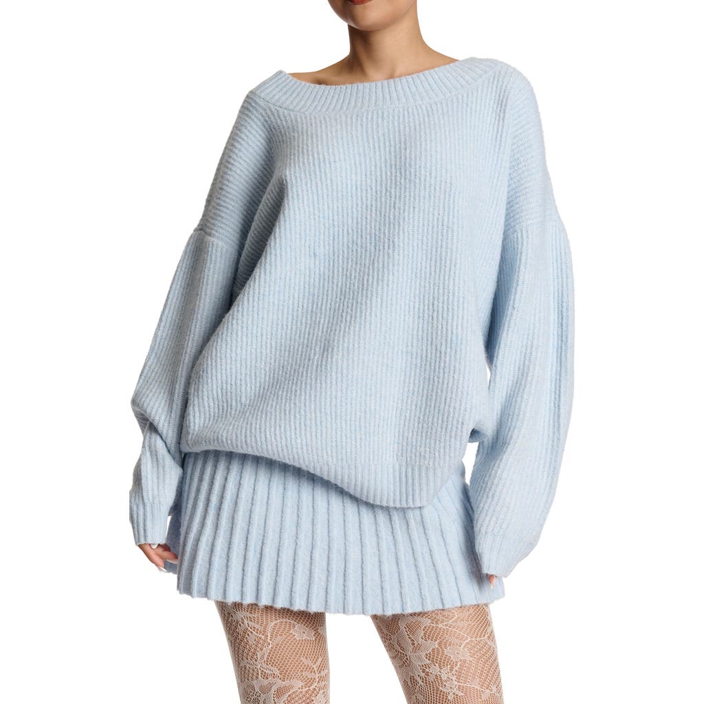 Naked Wardrobe Oversize Sweater In Chambray