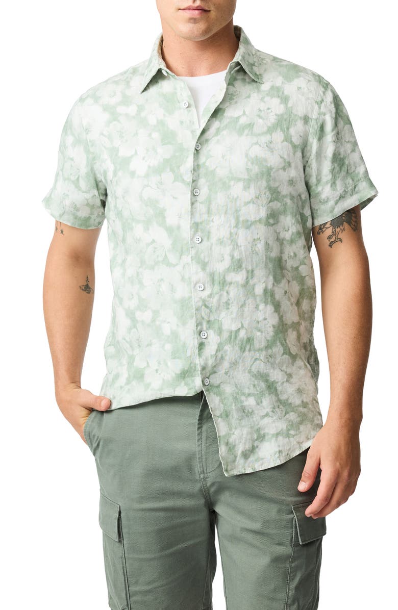 Rodd & Gunn Springflat Linen Short Sleeve Button-Up Shirt, Main, color, Pistachio