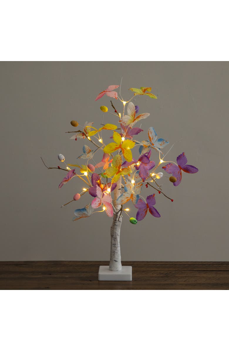 NEARLY NATURAL 2-ft Pre-Lit Artificial Butterfly Twig Tree with 24 Warm White LED Lights, Alternate, color, Multi