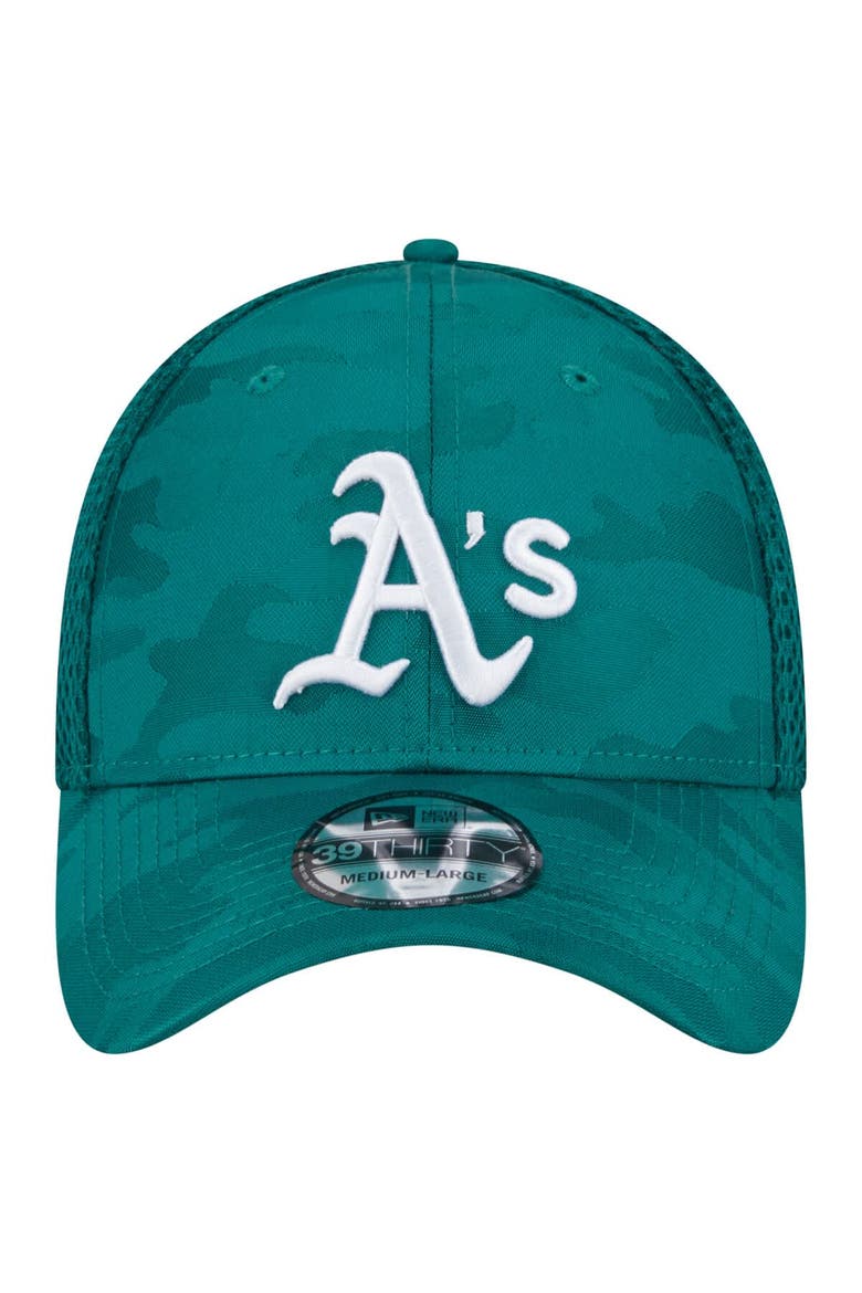 Men's New Era Green Athletics Subtle Camo 39THIRTY Flex Hat, Alternate, color, Green