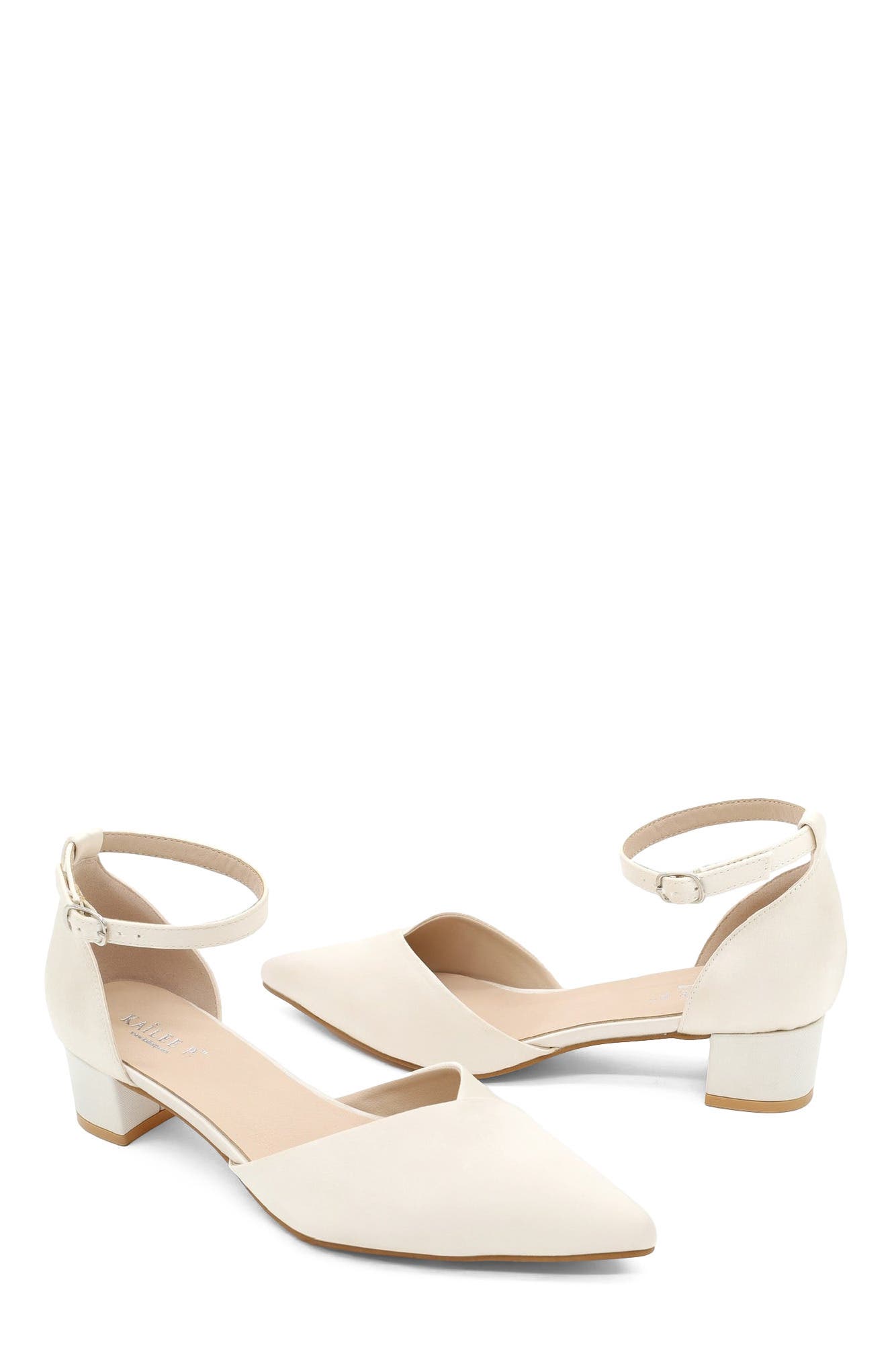 Kailee P Leila Satin Pointed Toe Low Block Heels (Women) | Nordstrom