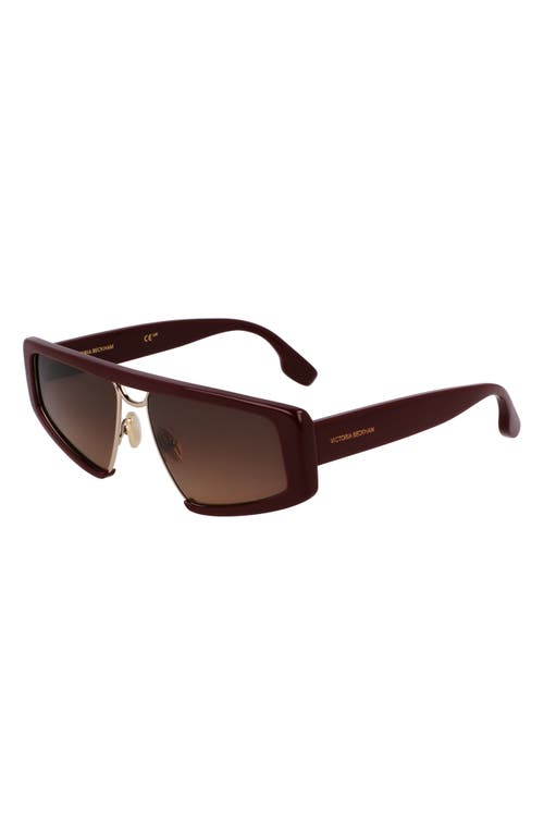 Victoria Beckham Classic Logo 57mm Gradient Modified Rectangular Sunglasses In Wine