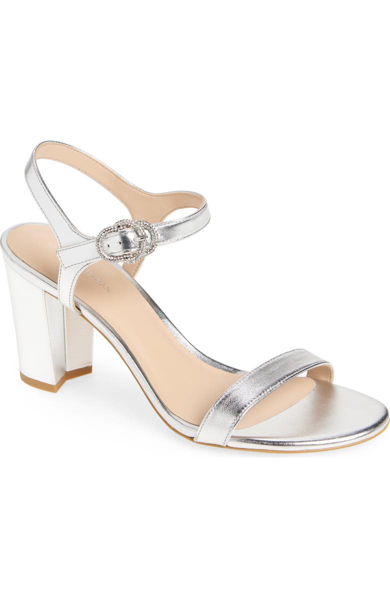 Stuart Weitzman Crystal Buckle 75 Block Heel Sandal, Main, color,