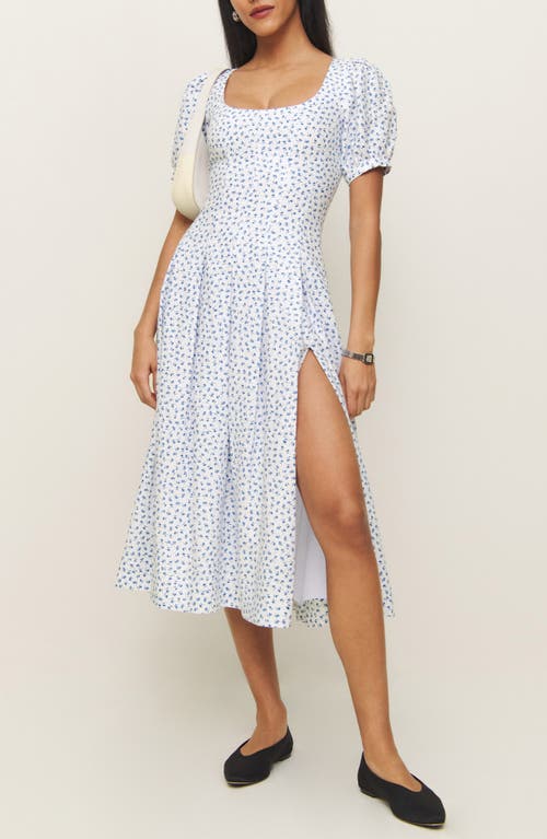 Reformation Coucou Puff Sleeve Linen Midi Dress