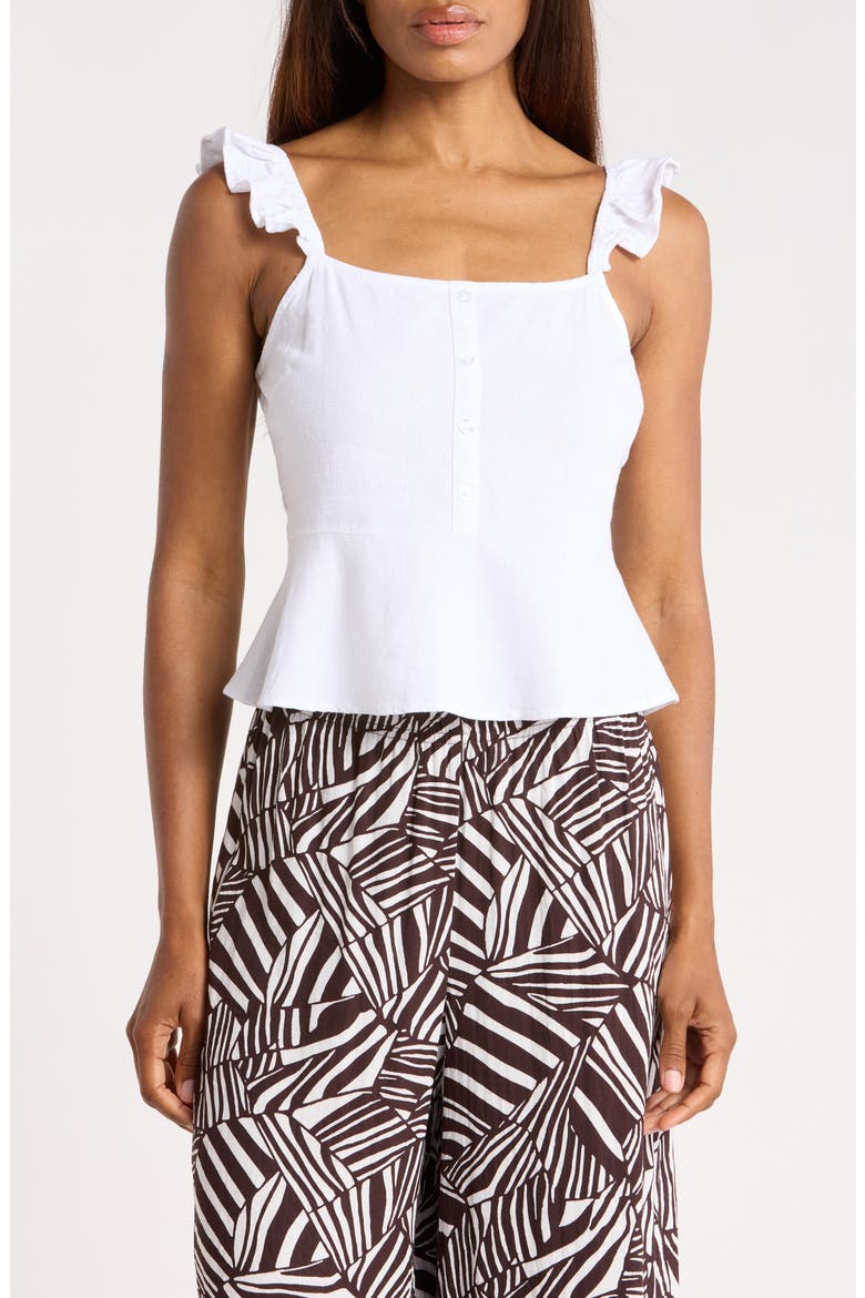 Ruffle Strap Crop Peplum Top, Main, color, WHITE