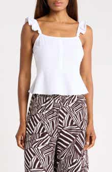 Ruffle Strap Crop Peplum Top