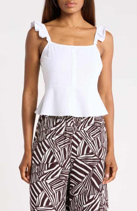 Ruffle Strap Crop Peplum Top