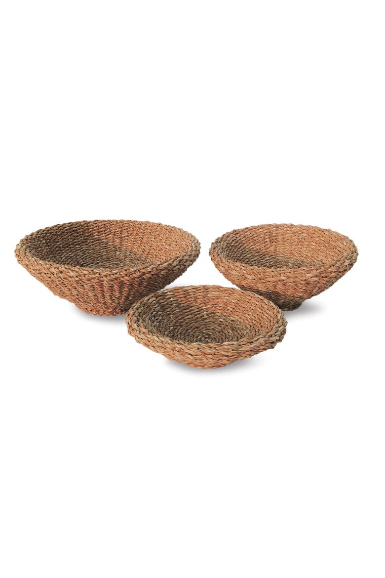 Seagrass Shallow Tapered Baskets Set of 3, Main, color, Beige