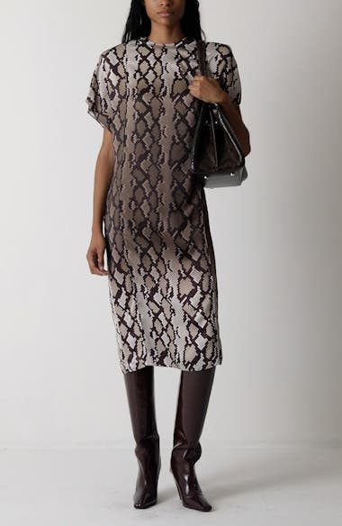 Stella McCartney Snakeskin Print Satin Midi Dress | Nordstromrack